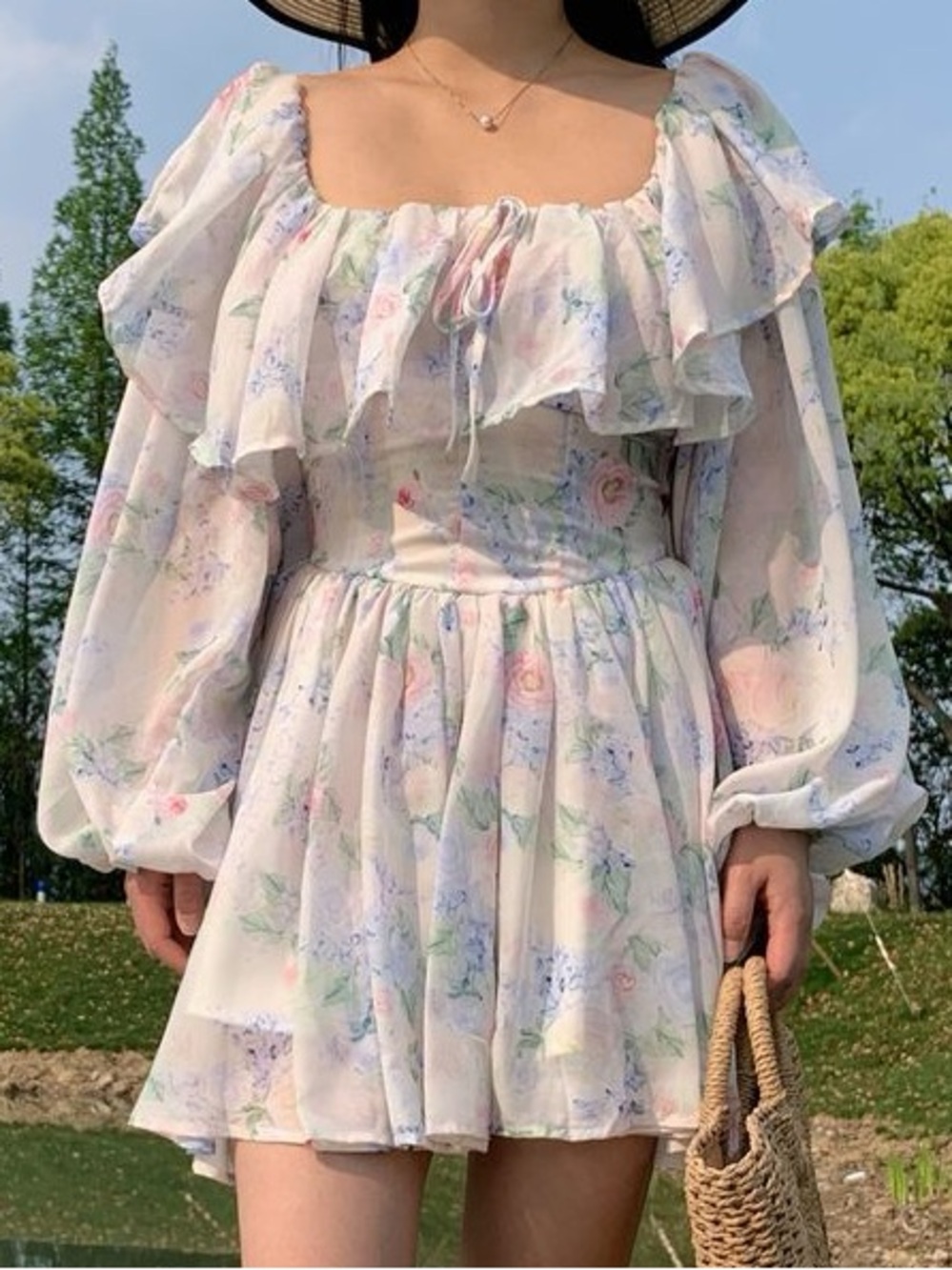 Floral Ruffle Off-Shoulder Mini Dress